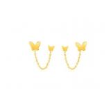 14k Gold Two Hole Post Earrings with Butterflies