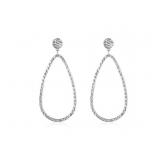 1.75" Textured Teardrop Earrings 14k White Gold