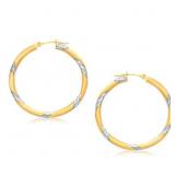 30mm Two Tone 14k Gold Cable Hoop Earrings