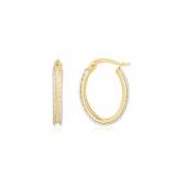 3/4" Two Tone Oval Hoop Earrings 14k Gold