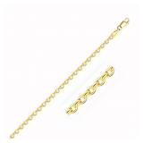 22" Diamond Cut Cable Chain 14k Gold 3 mm