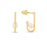 14k Yellow Gold High Polish J Hoop Pearl Earrings