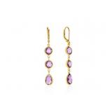 14k Yellow Gold & Amethyst Drop Earrings