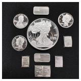 25 grams (11) pc Set Fractional Fine Silver