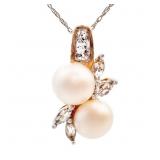 1/2 CT Diamond & Pearl Pendant Necklace 10k