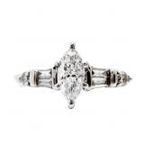 1/2 Carat Marquise Diamond Ring 14k White Gold