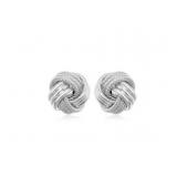 Small Ridged Love Knot Earrings in 14k White Gold