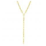 17" Lariat Paperclip Chain 14k Yellow Gold