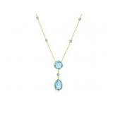 14k Yellow Gold & Blue Topaz Briolette Necklace