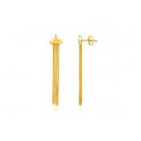 Designer Tassel Drop Earrings 14k Gold 1.75"