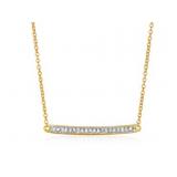 14k Yellow Gold & Diamond Bar Necklace 18"