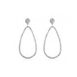 1.75" Textured Teardrop Earrings 14k White Gold