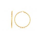 14k Gold Twist Textured Hoop Earrings 1.75"