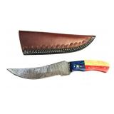 10" Damascus & "TX Flag" Hunting Knife