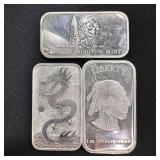 3 oz Total Weight Fine Silver Bars - Assorted