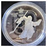 1986- 1 oz Silver Calgary Olympics Coin - Hockey