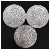 (3) 1 oz Silver Round - Incuse Indian