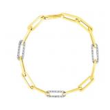 $4600 1 CT Diamond Paperclip Bracelet 14k 7.5"