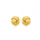 Small Ridged Love Knot Earrings in 14k Yellow Gold