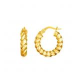 Stylized Cable Hoop Earrings 14k Yellow Gold