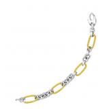 7.5" Oval Rope Station Bracelet 14k Two Tone Gold