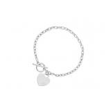 Heart Accent Toggle Charm Bracelet in White Gold