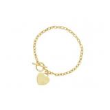 Heart Accent Toggle Charm Bracelet in 14k Gold