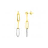 14k Gold Paperclip Diamond Chain Dangle Earrings