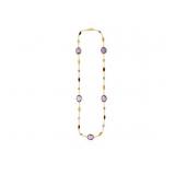 14k Yellow Gold Necklace Multi-Colored Gemstones