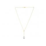 14k Yellow Gold Keshi Pearl Lariat Necklace 18"