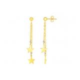 14k Two Tone Gold Drop Earrings with Stars