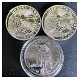 Set of (3) 1 oz .999 Fine Silver Assorted Rounds