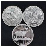 (3) 1 oz .999 Fine Silver Rounds - ENGELHARD