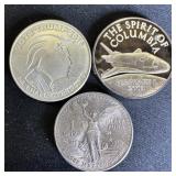 Set of (3) 1 oz .999 Fine Silver Assorted Rounds