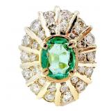 Diamond & Tourmaline Halo Ring 18k Yellow Gold