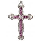 Elaborate 2.5 CTW Diamond & Sapphire Cross 14k