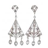 1.25" Sparkle Filigree Dangle Earrings 14k WG