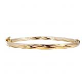 6.5" Hinged High Polish Bangle Bracelet 14k Gold