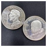 Set of (2) 1 oz .999 Fine Silver Assorted Rounds