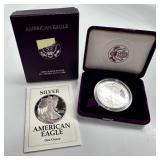 1991-S 1 oz Proof American Silver Eagle-Box & COA