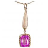 4 Carat Pink Sapphire Filigree Pendant 10k Gold