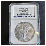 2010 Silver Eagle Early Release MS69 NGC