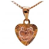 Religious Heart Baptism Pendant 14k RG/YG