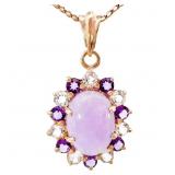 5 Carat Amethyst & Topaz Pendant 14k Gold