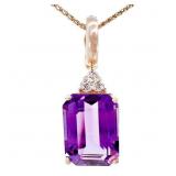 6.75 Carat Amethyst & Diamond Pendant 14k Gold