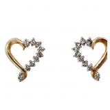 Diamond Heart Earrings 10k Yellow Gold