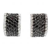 $3k 2 CTW Black & White Diamond Hoop Earrings 14k