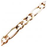 8" Figaro Link Chain Bracelet 14k Gold 5.2 mm