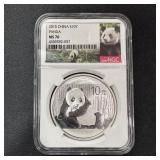 2015 - 1oz Silver China Panda NGC MS70