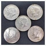 (5) 1967 - 40% Silver Kennedy Half Dollars